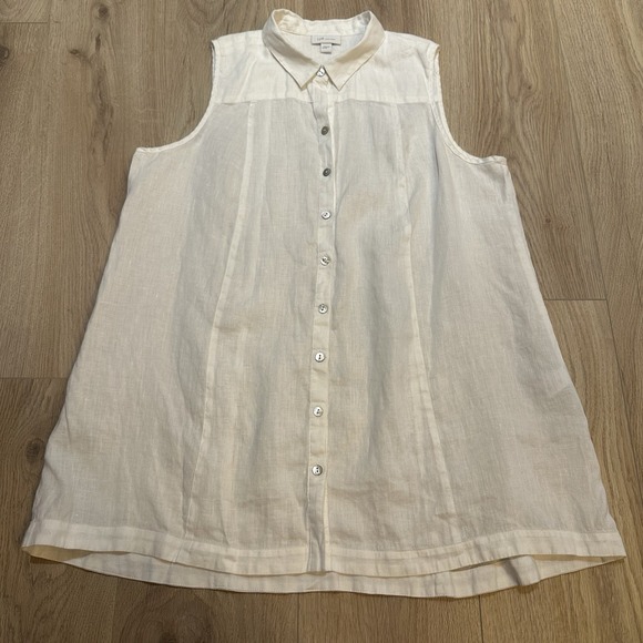 J. Jill Tops - J Jill Love Linen Shirt Womens L White Sleeveless Tunic Top Lagenloook Casual